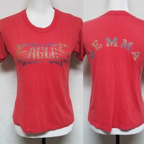 VINTAGE 70s Eagles Sparkle Print Single Stitch Tee - Picture 1 of 9